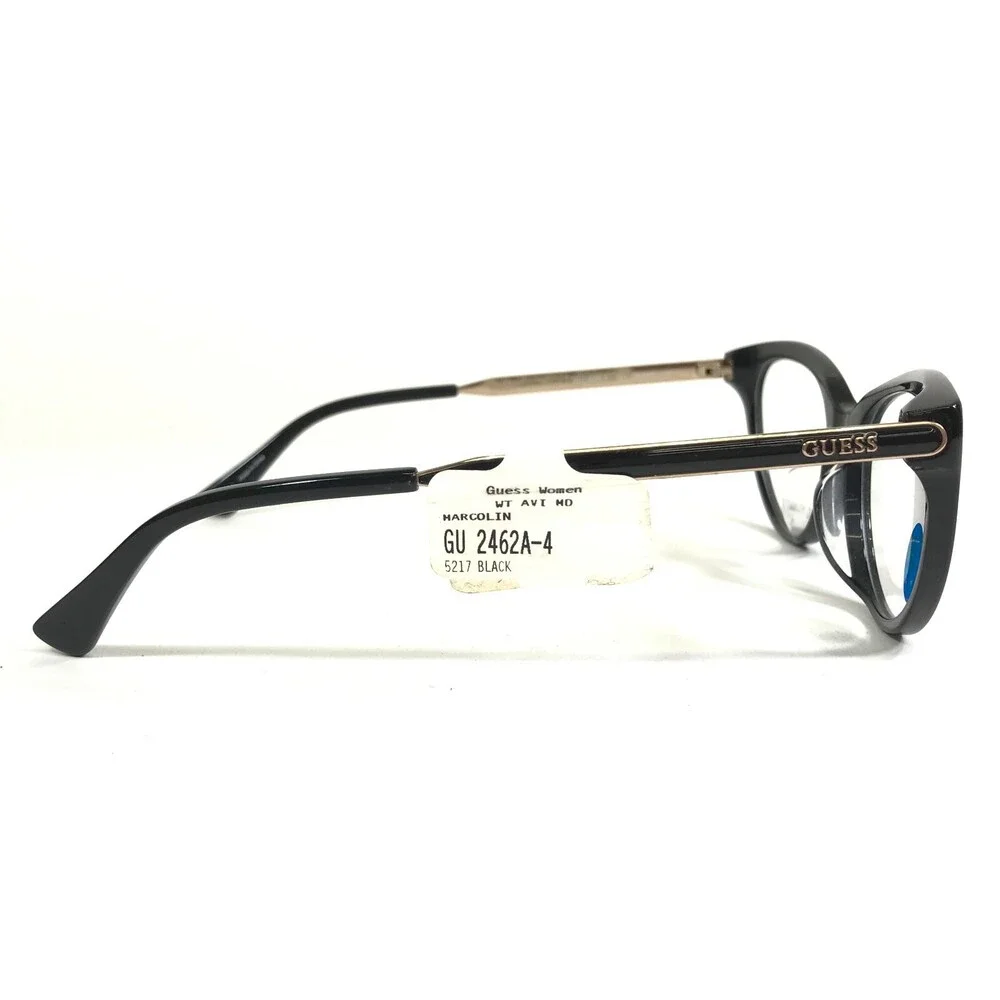 Guess Eyeglasses Frames GU2462A-4 001 Black Gold Cat Eye Full Rim 52-17-140
